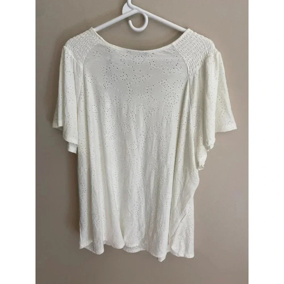 T Tahari Woman NWT 3XL White Flutter Sleeve Short Sleeve Top Plus Size Tee - Picture 8 of 12